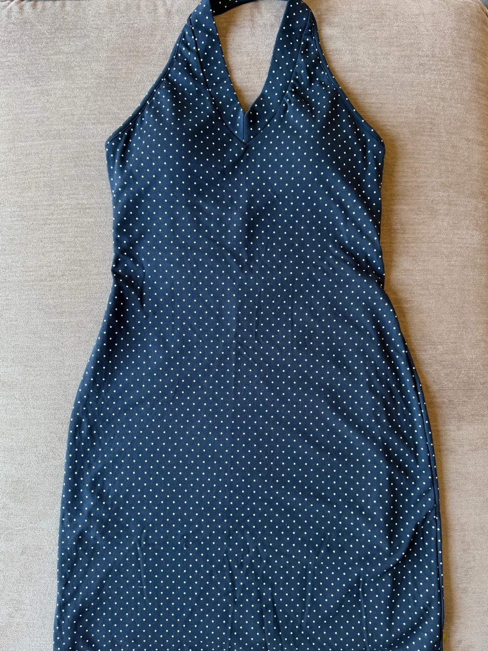 OGL Polka Dot Navy Blue Halter Dress
